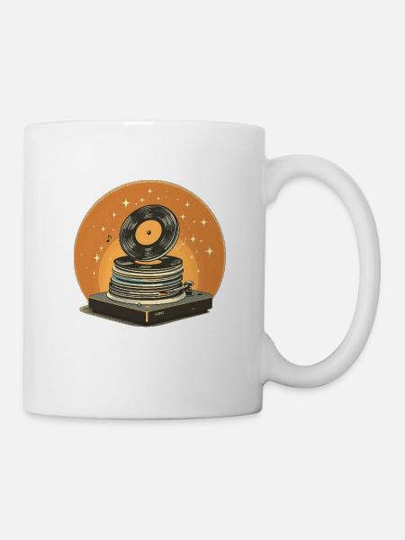 Retro turntable in starlight - Mug - white