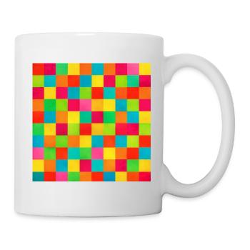 Regenbogen-Schachbrett-Mosaik - Tasse - Weiß - Rechts