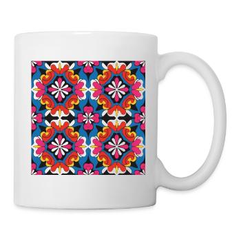 Lebendiges Mosaik-Floral-Kaleidoskop - Tasse - Weiß - Rechts