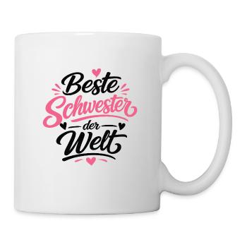 Beste Schwester der Welt Pink Design - Tasse - Weiß - Rechts
