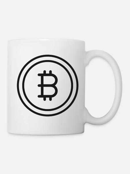 Bitccoin Digitale Währung Münzlinien-Symbol Krypto - Tasse - Weiß