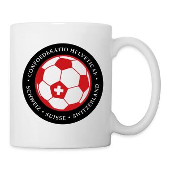 Schweizer Fußballkugel Rot Schwarz - Tasse - Weiß - Rechts