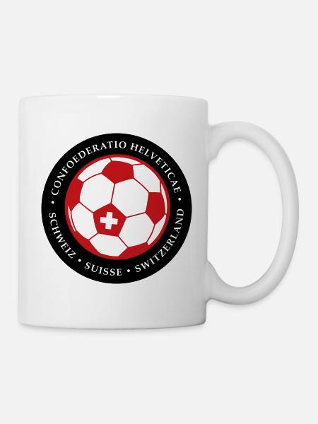Schweizer Fußballkugel Rot Schwarz - Tasse - Weiß