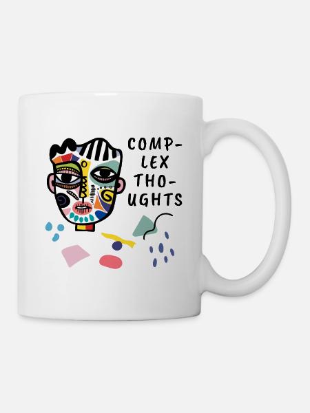 Komplexe Gedanken abstrakte Gesichtsillustration - Tasse - Weiß