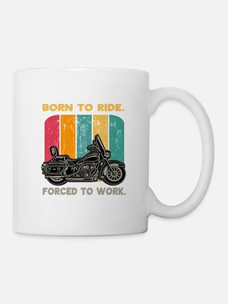 Born To Ride T-Shirt zum Arbeiten verurteilt Retro Moto - Tasse - Weiß