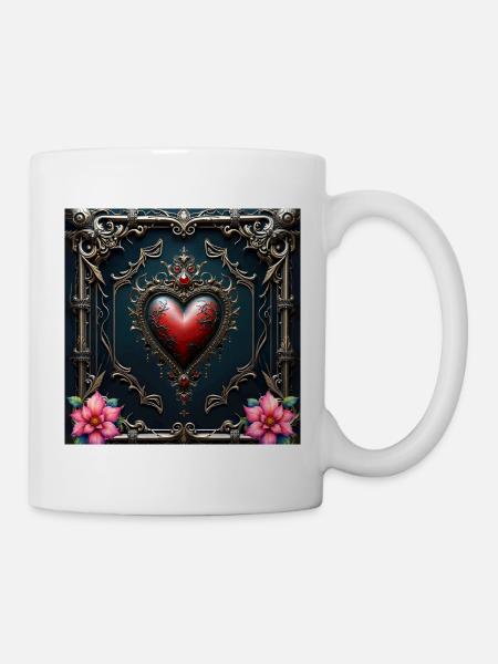 Gerahmtes Barockherz - Tasse - Weiß