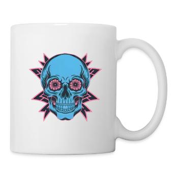 Blue skull with floral eyes - Mug - white - Right