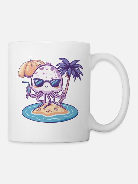 Qualle Sommer Urlaub - Tasse - Weiß