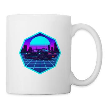 Cyber Ghost — Rotary-Legende im Neon-Nichts - Tasse - Weiß - Rechts