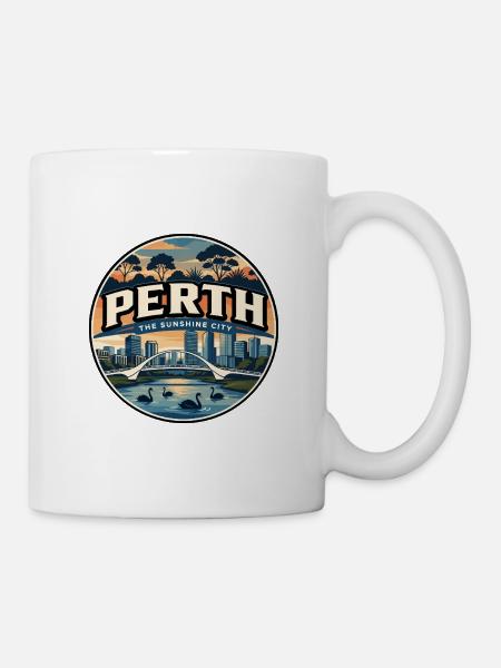 Retro Perth Swan River Reiseabzeichen - Tasse - Weiß