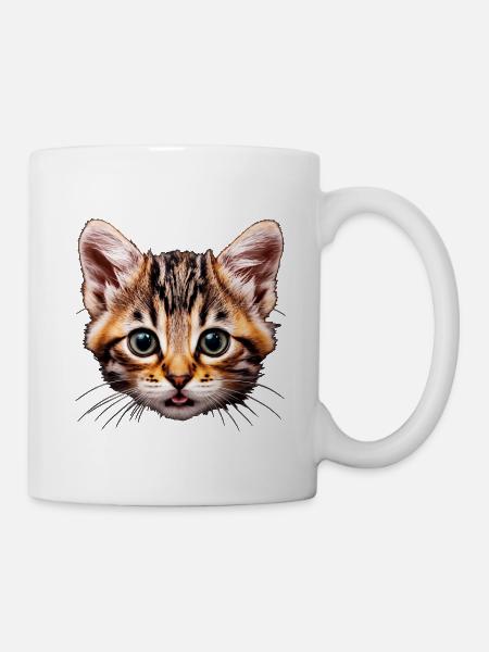 tabby kätzchen Nahaufnahme-Porträt - Tasse - Weiß