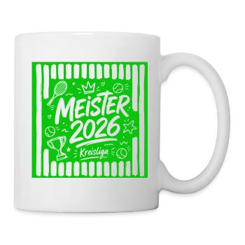 Tennis Meister 2026, Kreisliga Sieger grün - Tasse - Weiß - Rechts