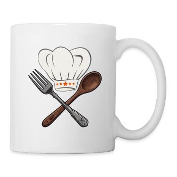 Stars de l’art culinaire : chapeau de chef et couverts - Mug blanc - blanc - Droite