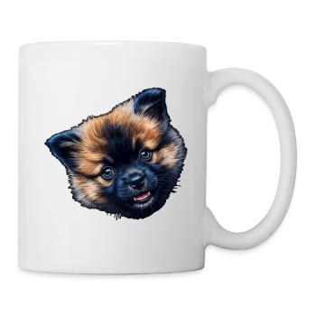 Tête d’Eurasie aux yeux bleus duveteuse - Mug blanc - blanc - Droite