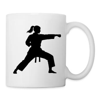 Woman Martial Arts Silhouette - Mug - white - Right