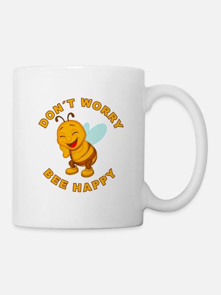 Optimistic bee with happy pose - Mug - white