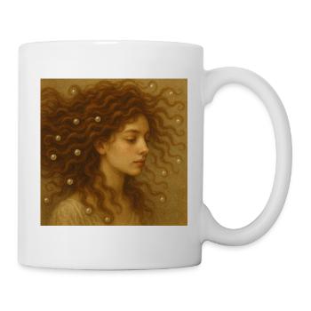 Pearl hair portrait in warm gold - Mug - white - Right