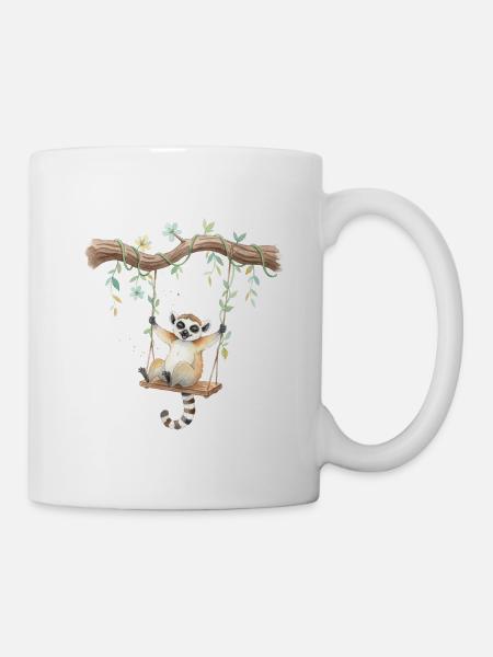 Lemur auf Astschaukel - Tasse - Weiß