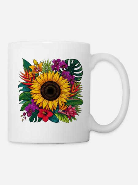 Sonnenblume Tropenblüte - Tasse - Weiß