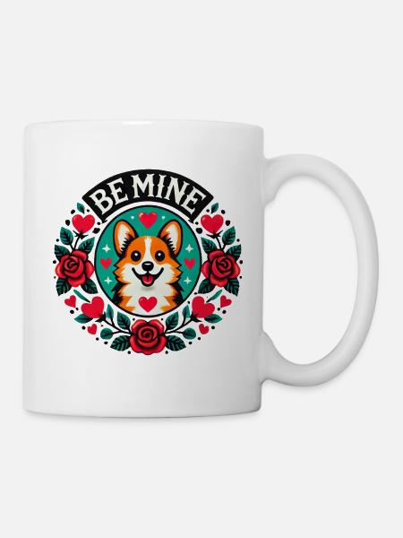 Be Mine Corgi Herzzirkel - Tasse - Weiß