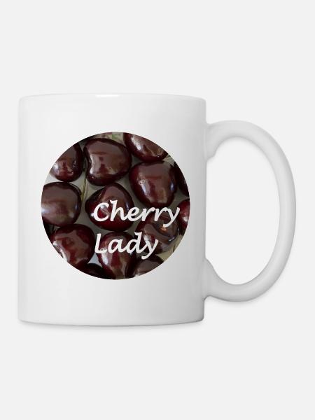 Cherry Lady Retro Fruit Design - Mug - white