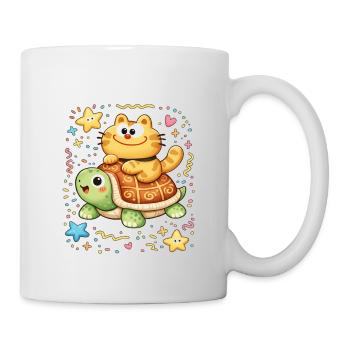 Kawaii Cat Rides Turtle - Mug - white - Right