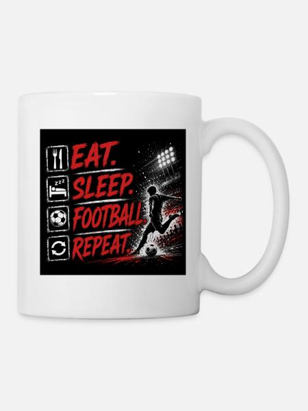 Eat Sleep Football Repeat - Mug - white