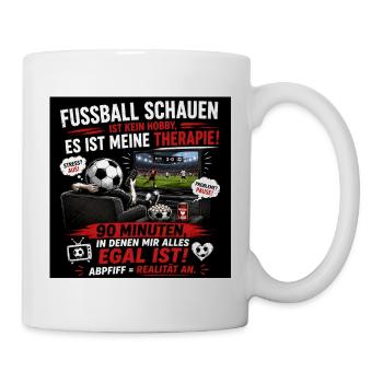 Fussball Therapie am Fernseher - Tasse - Weiß - Rechts