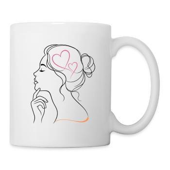 Minimalist Woman with Hearts | Line Art - Mug - white - Right
