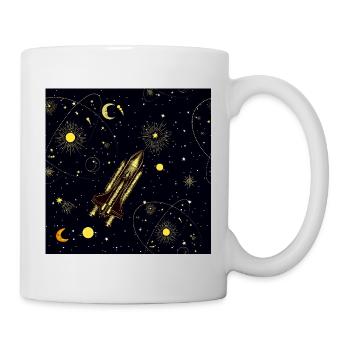 Golden Rocket in Cosmic Orbit - Mug - white - Right