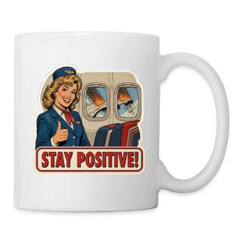 Funny Stay Positive Retro Flight Attendant - Mug - white - Right