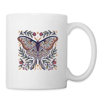 Ornement fleur en forme de papillon - Mug blanc - blanc - Droite