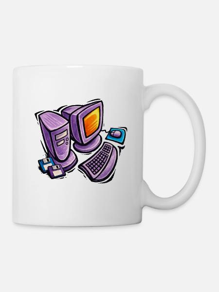 Retro-Computer-Skizze in Lila - Tasse - Weiß
