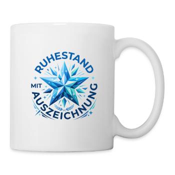 Ruhestand mit Auszeichnung – Design mit blauem Ste - Tasse - Weiß - Rechts