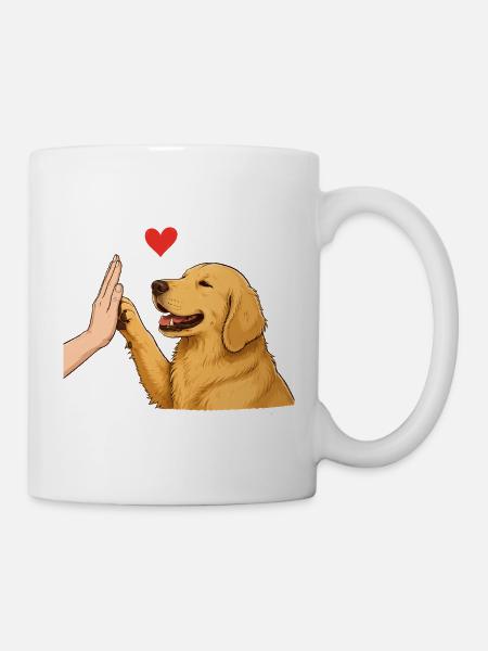 T-shirt High Five Golden Retriever - Tasse - Weiß