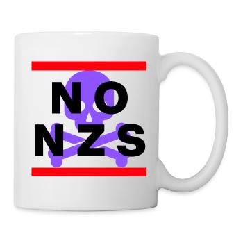 NO NZS, NEVER AGAIN, ANTI-FASCISM, NO AFD PURPLE - Mug - white - Right
