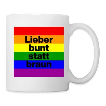 LIEBER BUNT STATT BRAUN NO NZS, NIE WIEDER - Tasse - Weiß - Rechts