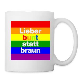 LIEBER BUNT STATT BRAUN NO NZS, NIE WIEDER - Tasse - Weiß - Rechts
