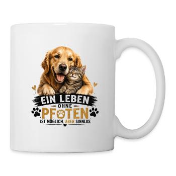 Leben mit Pfoten: Tierliebe Pur - Tasse - Weiß - Rechts