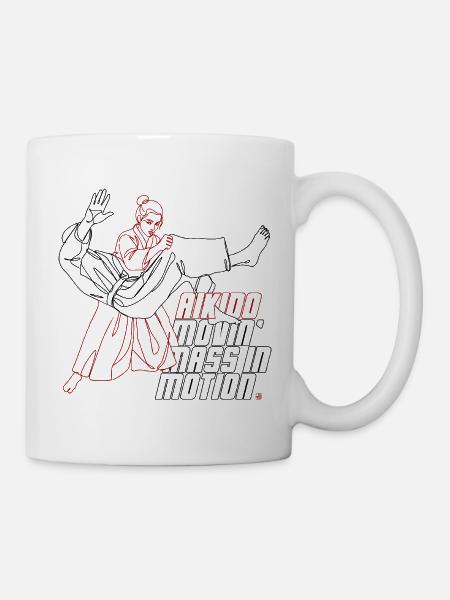 Aikido Moving Mass in Motion Woman Line Art - Mug - white