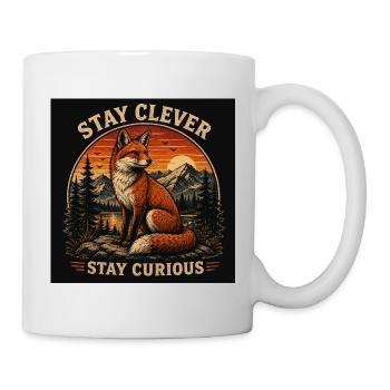 Stay Clever Stay Curious Fox Vintage black - Mug - white - Right