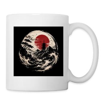 Coucher de soleil de la vague japonaise - Mug blanc - blanc - Droite