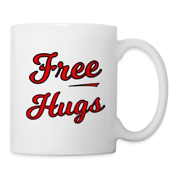 Free Hugs Script auf Schwarz - Tasse - Weiß - Rechts