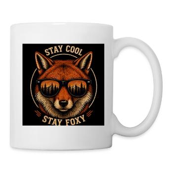 Stay Cool Stay Foxy – Design vintage de renard - Mug blanc - blanc - Droite