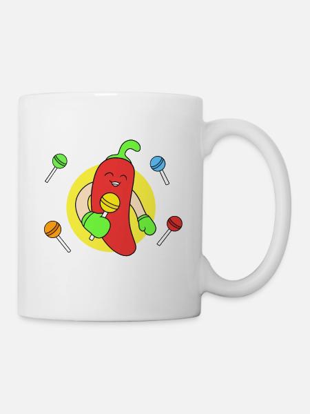 Chili isst Süßigkeiten - Tasse - Weiß