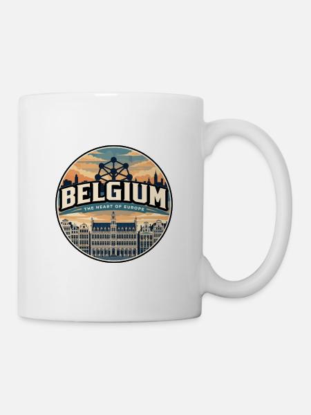 Insigne rétro belge de Bruxelles Grand Place - Mug blanc - blanc