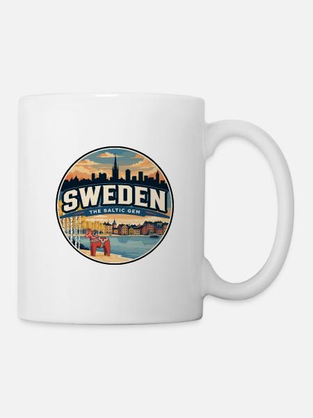 Retro Sweden Dala Pferde-Reiseabzeichen - Tasse - Weiß