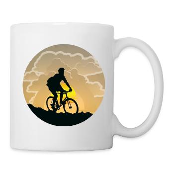 Bicyclette, cycliste au coucher du soleil, cyclisme - Mug blanc - blanc - Droite