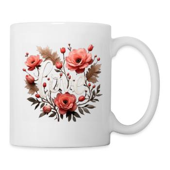 Lettrage en couronne de fleurs d’amour - Mug blanc - blanc - Droite