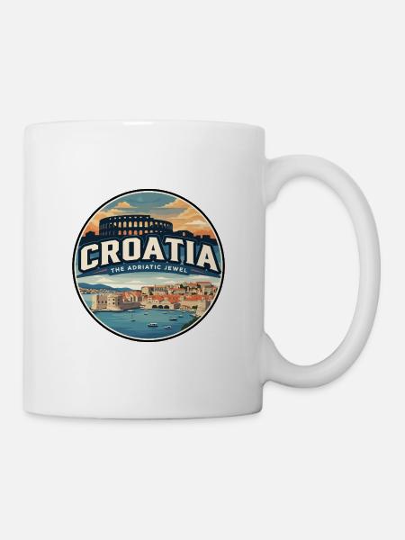 Retro Kroatien Dubrovnik Mauerabzeichen - Tasse - Weiß